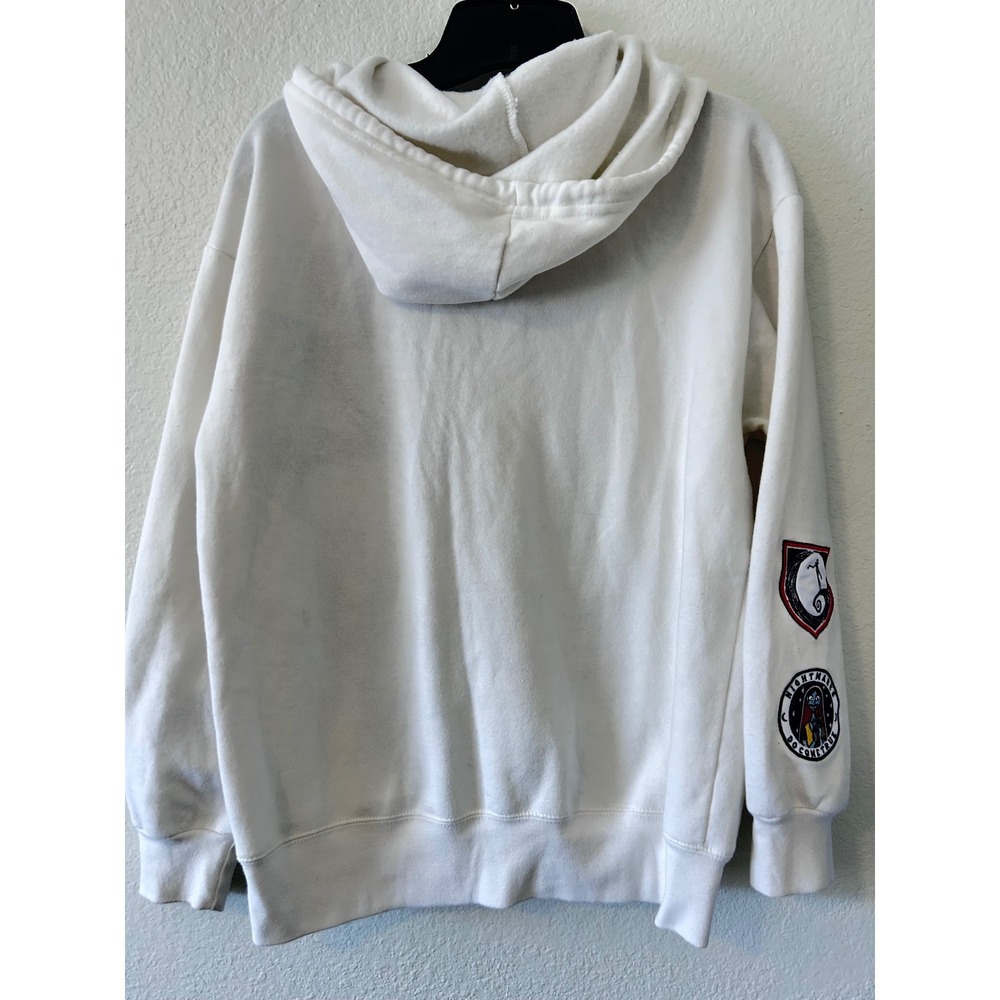 Nightmare Before Christmas Patch Jack Skellington Ivory Hoodie SZ S - Picture 5 of 9